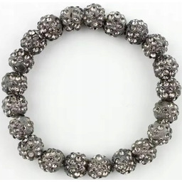 Szara Bransoletka z Koralików Shamballa Elastyczna Ręcznie Robiona