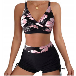 STRÓJ KĄPIELOWY DWUCZĘŚCIOWY DAMSKI KOSTIUM SPODENKI BIKINI WYSOKI