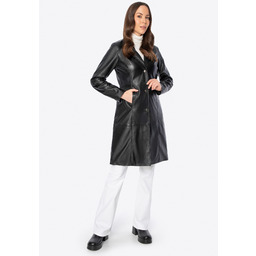 Klasyczny płaszcz ze skóry naturalnej owczej czarny