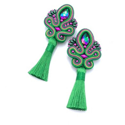 Pakamera Kolczyki sutasz z chwostami zielone kolorowe długie