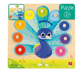 Drewniana układanka z uchwytami Paw 9 kolorów Goula