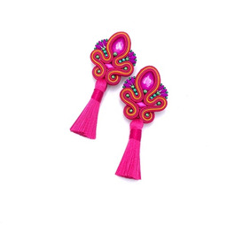 Pakamera Kolczyki sutasz z chwostami fuksjowe długie kolorowe