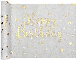 Bieżnik biały Happy Birthday - 28 cm x