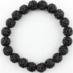Czarna Bransoletka z Koralików Shamballa Elastyczna Ręcznie Robiona