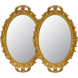 2 sztuki - Vintage dekoracyjne złote lustro oprawione,