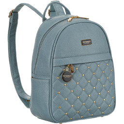 Modny niebieski plecak damski pikowany zdobiony złotymi nitami