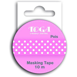 Toga MT30, taśma Washi, w kropki, Washi, biały/różowy,