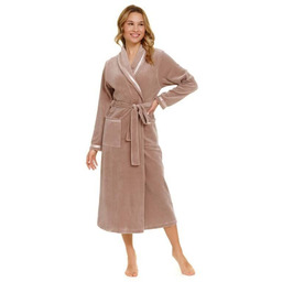 Elegancki welurowy szlafrok w kolorze beżowym Doctor Nap