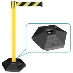 Słupek odgradzający z pasem samonawijającym, żółty/czarny