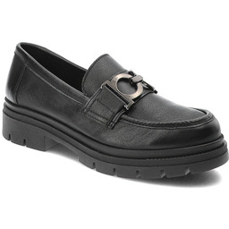 Nessi Czarne Mokasyny Skórzane Obuwie Damskie