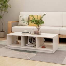 vidaXL Stolik kawowy, biały, 110x50x34 cm, lite drewno
