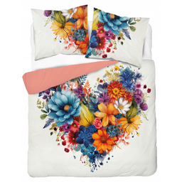 Pościel bawełniana serce kwiaty 160x200 ślubny