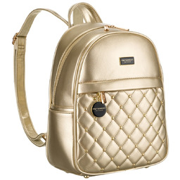 Złoty pikowany mały plecak damski zdobiony nitami PETERSON