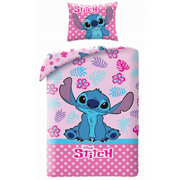 Pościel bawełniana 140x200 Lilo i Stitch Młodzieżowa różowa