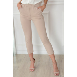 Spodnie cygaretki dzianinowe jasny beż Jose