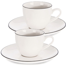 Filiżanki ze spodkiem porcelanowe białe DECORA 100 ml