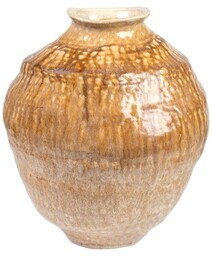 Romimex Wazon beżowy musztardowy porcelanowy 24 x 30