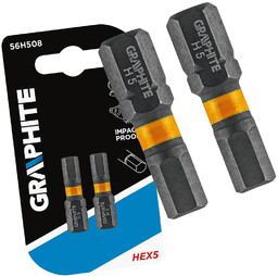 Graphite Bity udarowe HEX 5 mm (imbus), 1/4",