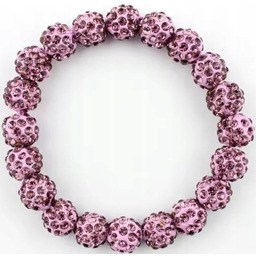 Różowa Bransoletka z Koralików Shamballa Elastyczna Ręcznie Robiona