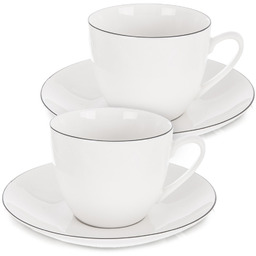 Filiżanki ze spodkiem porcelanowe białe DECORA 200 ml