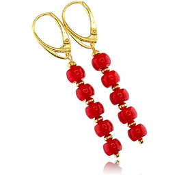 Naturalny Koral Piękne Kolczyki Złote Srebro