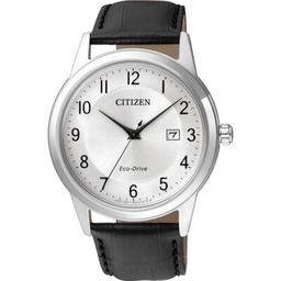 CITIZEN Zegarek Eco-Drive Leather AW1231-07A Stalowo-czarny