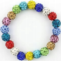 Kolorowa Bransoletka z Koralików Shamballa Elastyczna Ręcznie Robiona