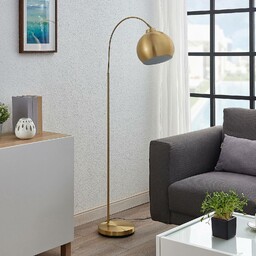 Łukowa lampa podłogowa Lindby Moisia, kolor mosiądz, metal,