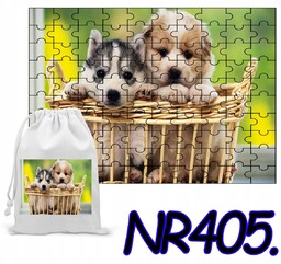 PUZZLE 252 EL.- UKŁADANKA PREZENT ZWIERZĘTA PIESEK +WORECZEK