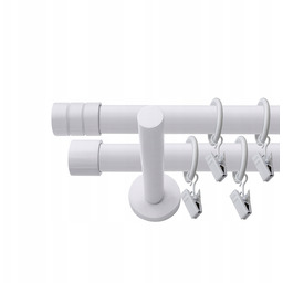 Karnisz podwójny metalowy biały 250 cm fi 19