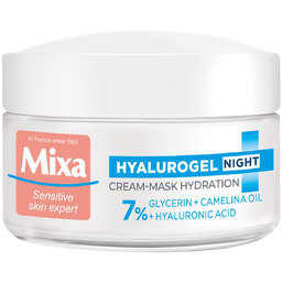 Mixa Hyalurogel, nawilżający krem-maska na noc, 50ml