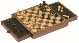 Drewniane szachy magnetyczne, plansza z szufladkami, goki