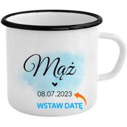Mąż + data - kubek emaliowany z nadrukiem