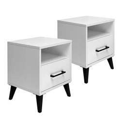 Zestaw 2 x Szafka Nocna Biała Złożona Stoliki