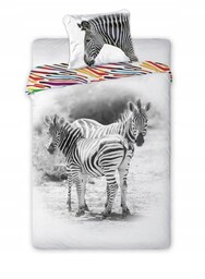 Komplet pościeli 140x200 cm 100% bawełna zebra