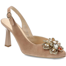 Kordel Beżowe Czółenka Eleganckie Buty Damskie