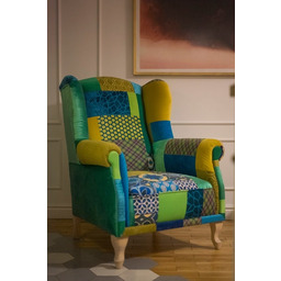 Pakamera Fotel Uszak Patchwork Green