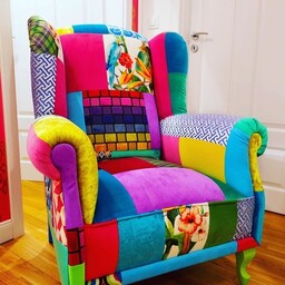 Pakamera Fotel Uszak Blue Patchwork Juicy Colors