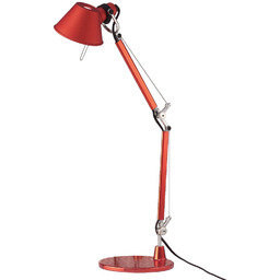 Lampa Stołowa Artemide, Tolomeo Micro, czerwony, gabinet pracownia,