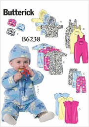 Butterick Patterns 6238 YA5, kurtka dla niemowląt, ogrodniczki,