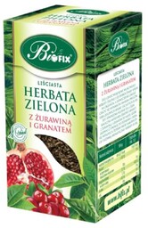 BiFix Herbata zielona liściasta z żurawiną i granatem,