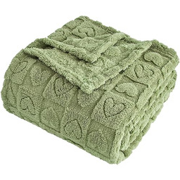 FY FIBER HOUSE Flanelowa narzuta z sercem, miękkie,