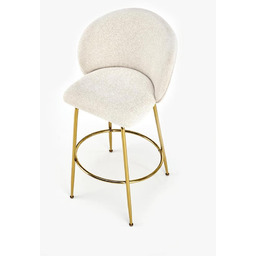 Hoker z oparciem tapicerowany beżowy / złoty H116