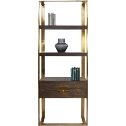 REGAŁ Osaka wysoki, prostokątny, kolor orzechowy, jedna szuflada,