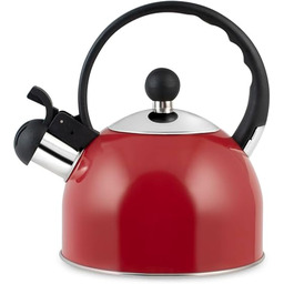 H&H 8841603 czajnik z gwizdkiem, stal nierdzewna, czerwony,