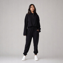 [r. S-L] Komplet damski sztruksowy bluza stójka zip