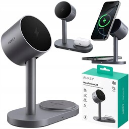 Aukey Ładowarka bezprzewodowa 2w1na słuchawki telefon iPhone Airpods