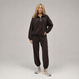 [r. S-L] Komplet damski sztruksowy bluza stójka zip
