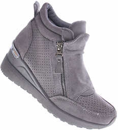 Szare sneakersy damskie na koturnie