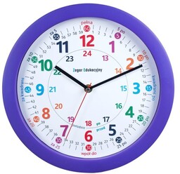 Zegar edukacyjny do nauki czasu fiolet / 27,5cm